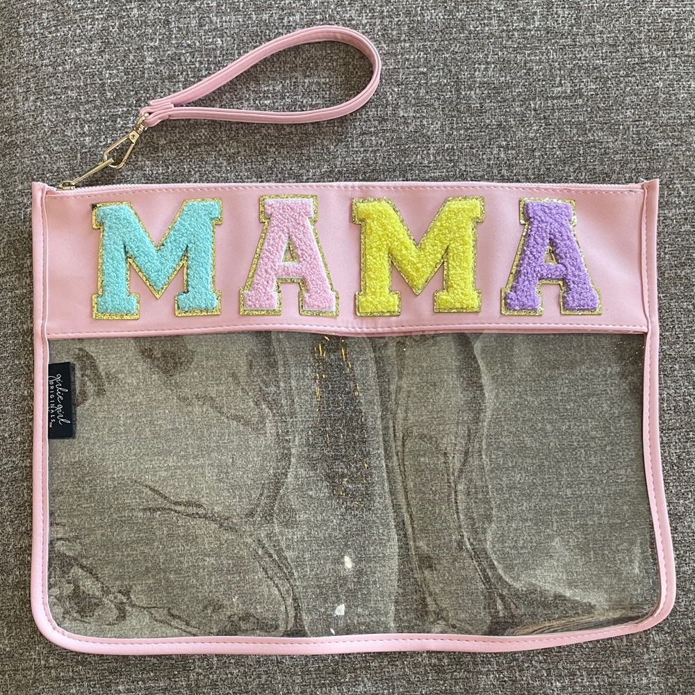 Pink Transparent Pouch with MAMA Letters